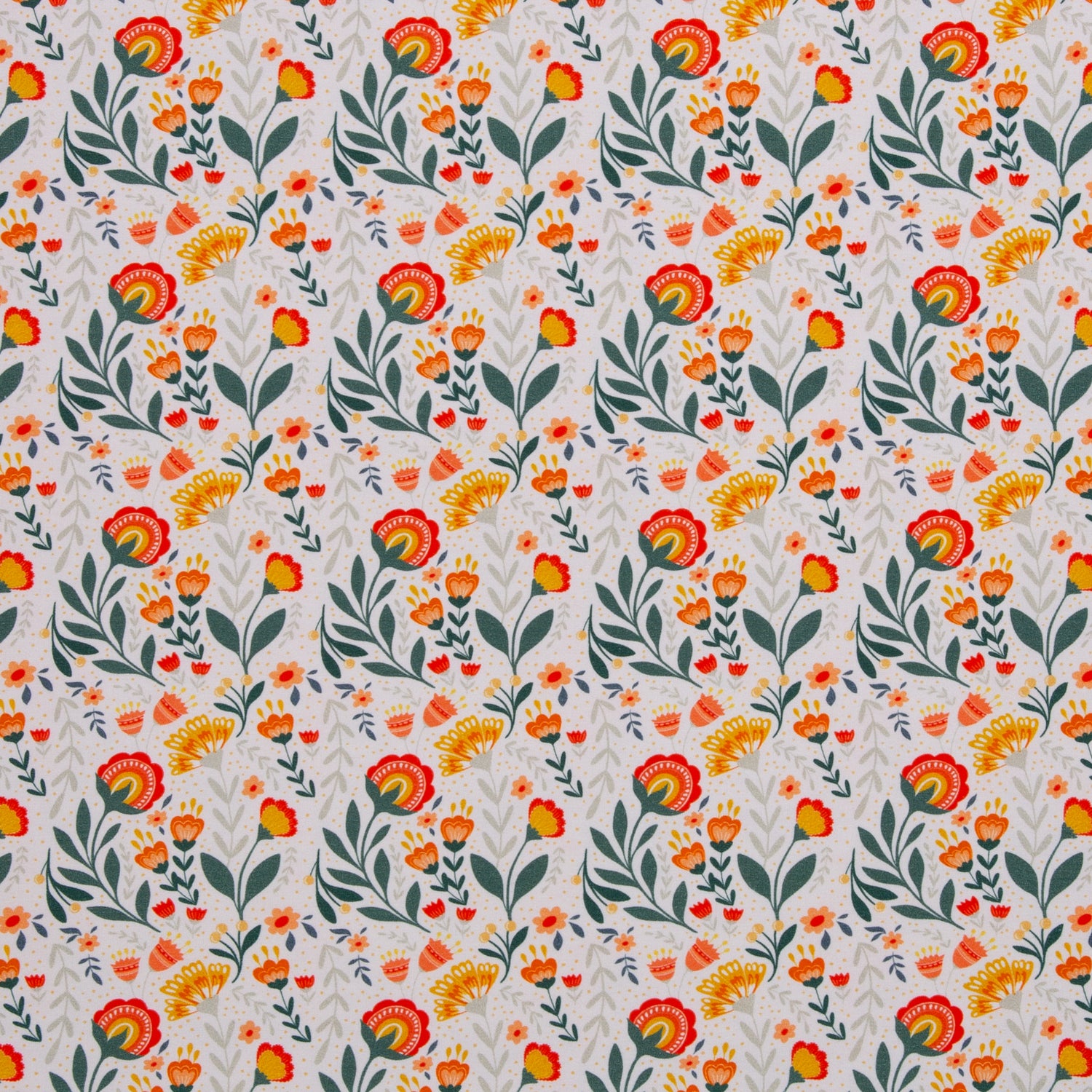 French Terry, Fields of Joy, Blumen, Weiß, Bunt, Meterware