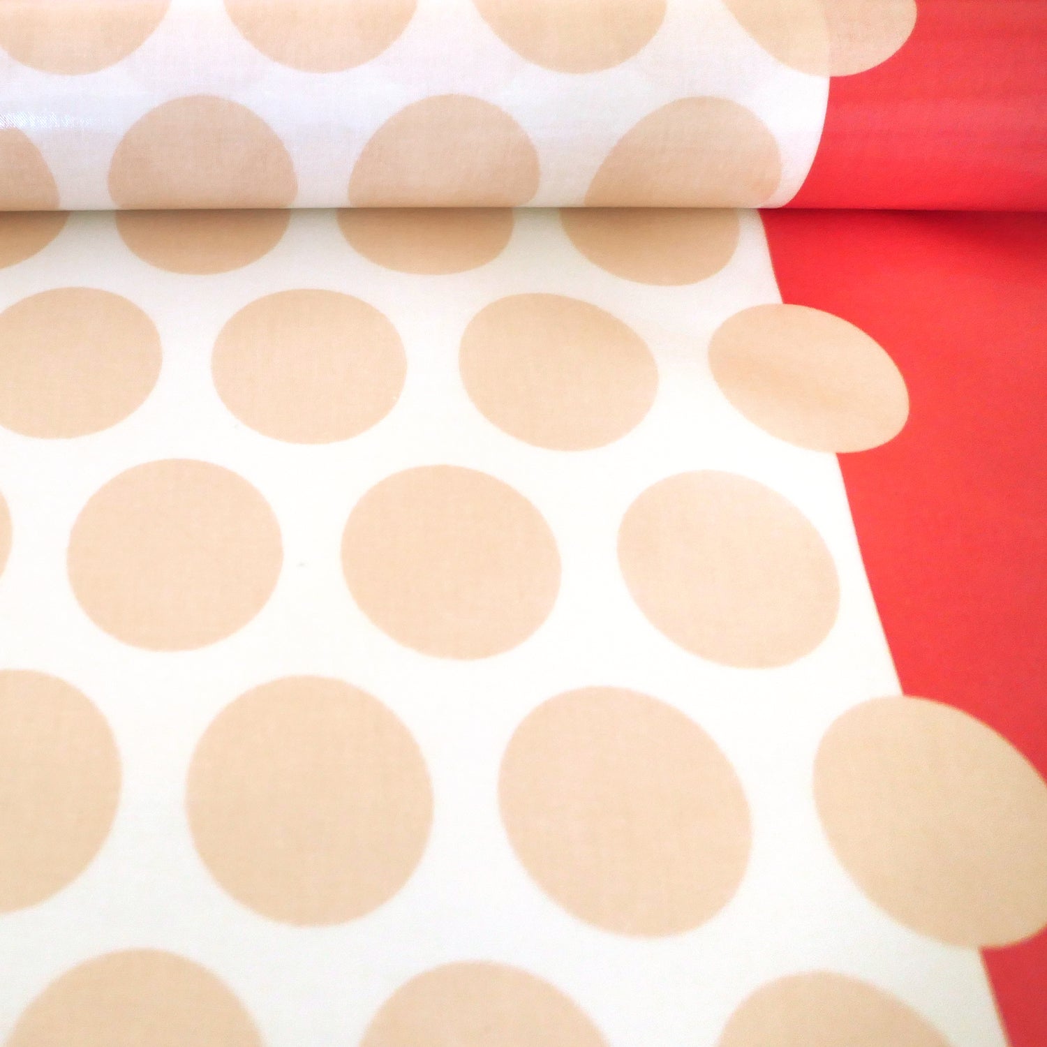 Wachstuch, Oilcloth, Mega Dots, Coral