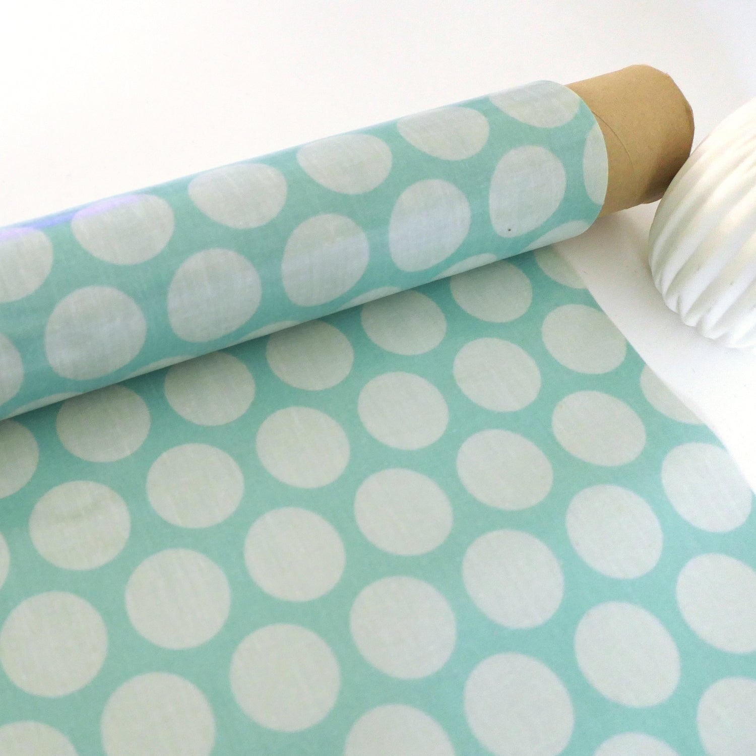 A.U Maison Wachstuch Oilcloth, Super Dots, Aqua, Sky