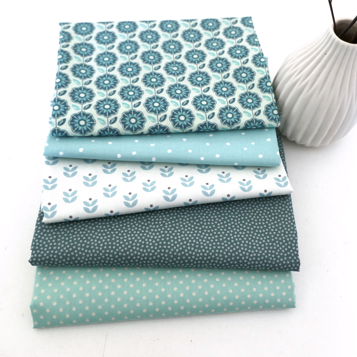 Restepaket, Baumwolle, Blumen, Punkte, Mint, Patchwork