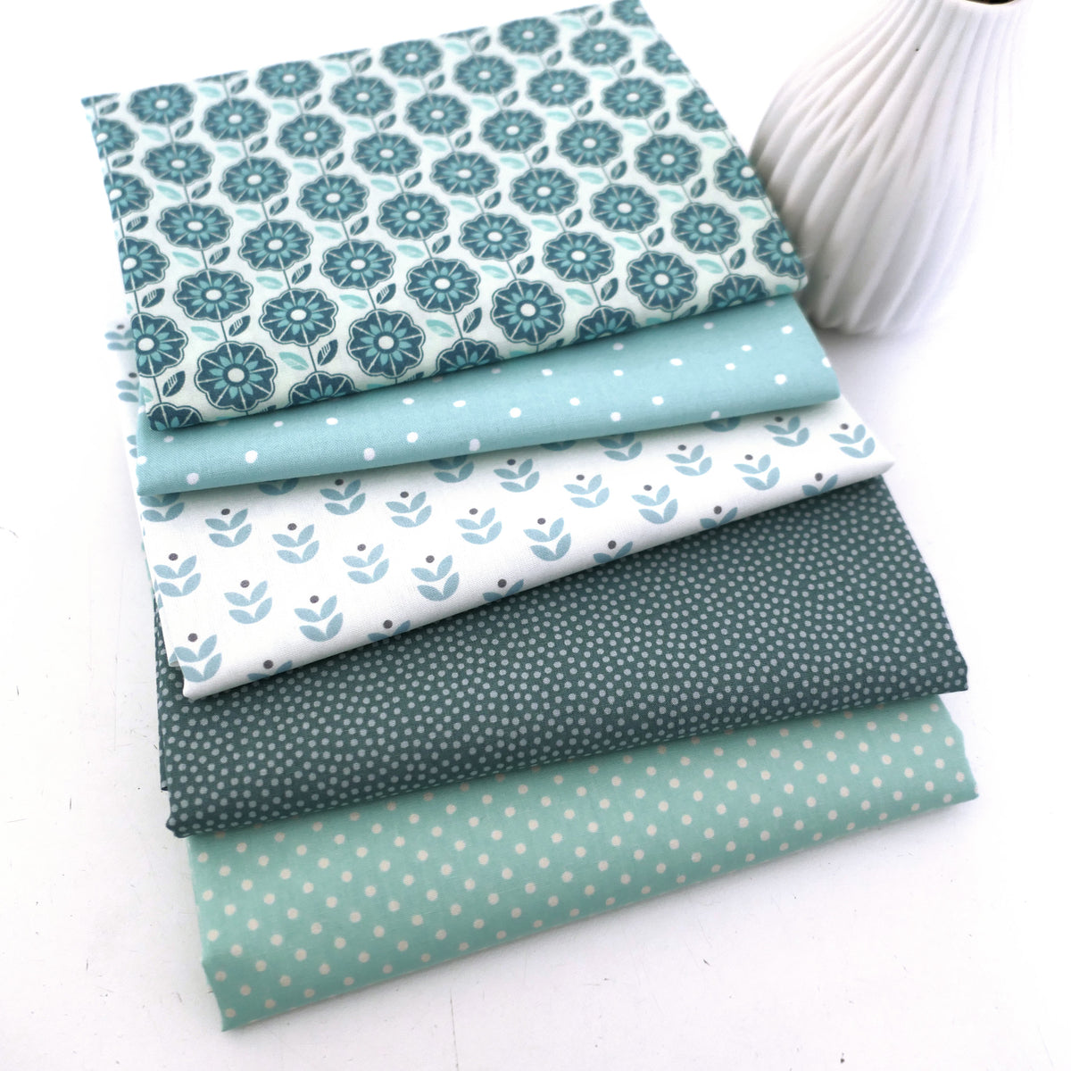 Restepaket, Baumwolle, Blumen, Punkte, Mint, Patchwork