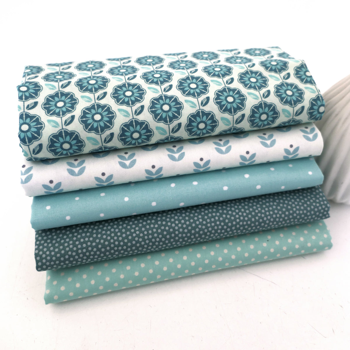 Restepaket, Baumwolle, Blumen, Punkte, Mint, Patchwork