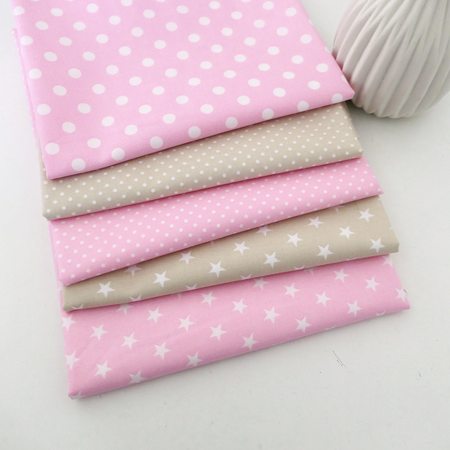 Stoffpaket Baumwolle, Fat Quarter, 5 x 50 x 72 cm, Rosa, Creme, Patchwork