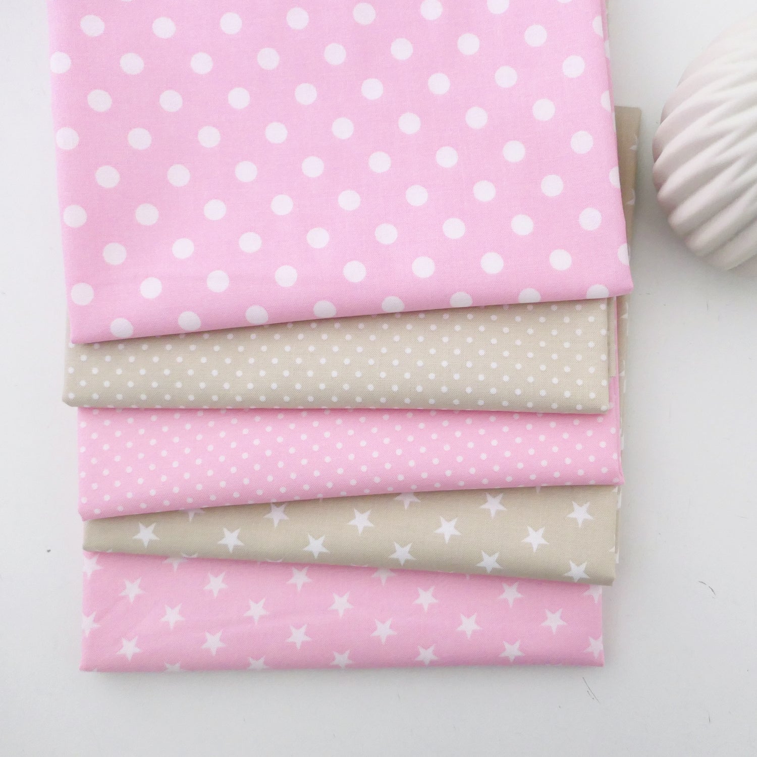 Stoffpaket Baumwolle, Fat Quarter, 5 x 50 x 72 cm, Rosa, Creme, Patchwork