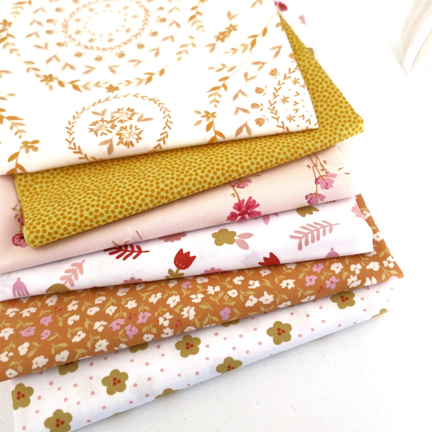 Stoffpaket Baumwolle, 6 x Fat Quarter, Gelb, Orange, Mixed, Patchwork