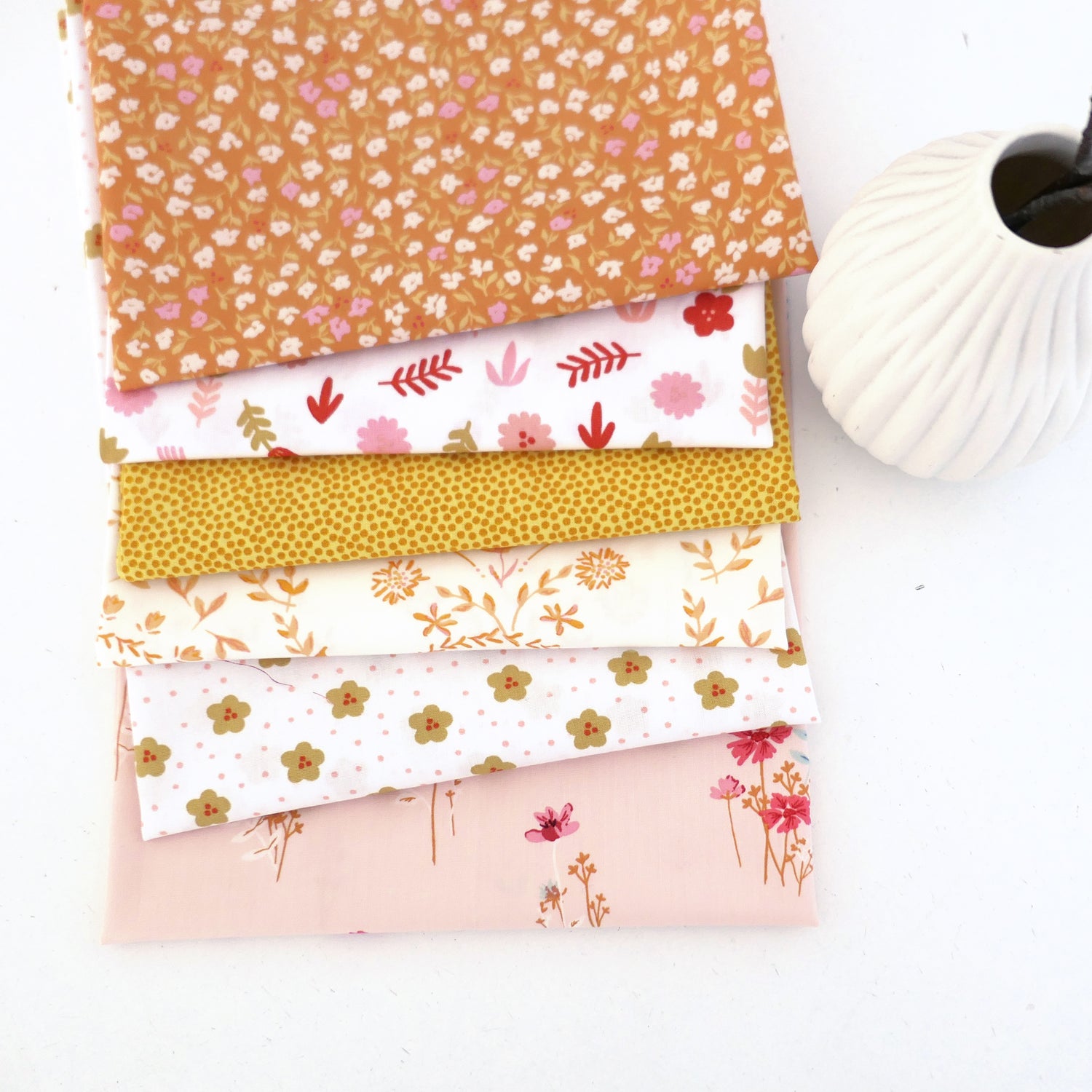 Stoffpaket Baumwolle, 6 x Fat Quarter, Gelb, Orange, Mixed, Patchwork