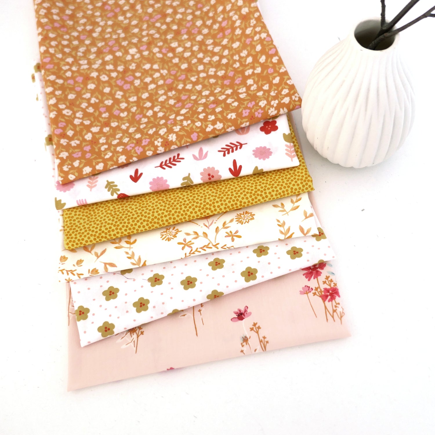 Stoffpaket Baumwolle, 6 x Fat Quarter, Gelb, Orange, Mixed, Patchwork