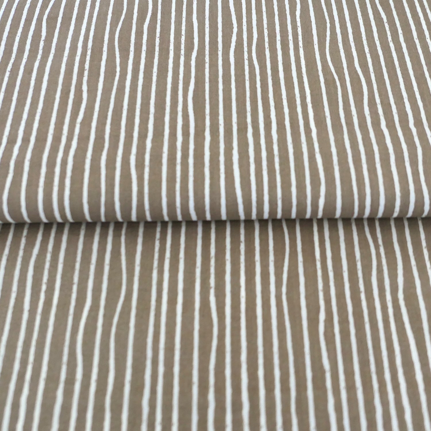 Baumwollstoff, Birch, Farm Fresh, Linien, Taupe, organic