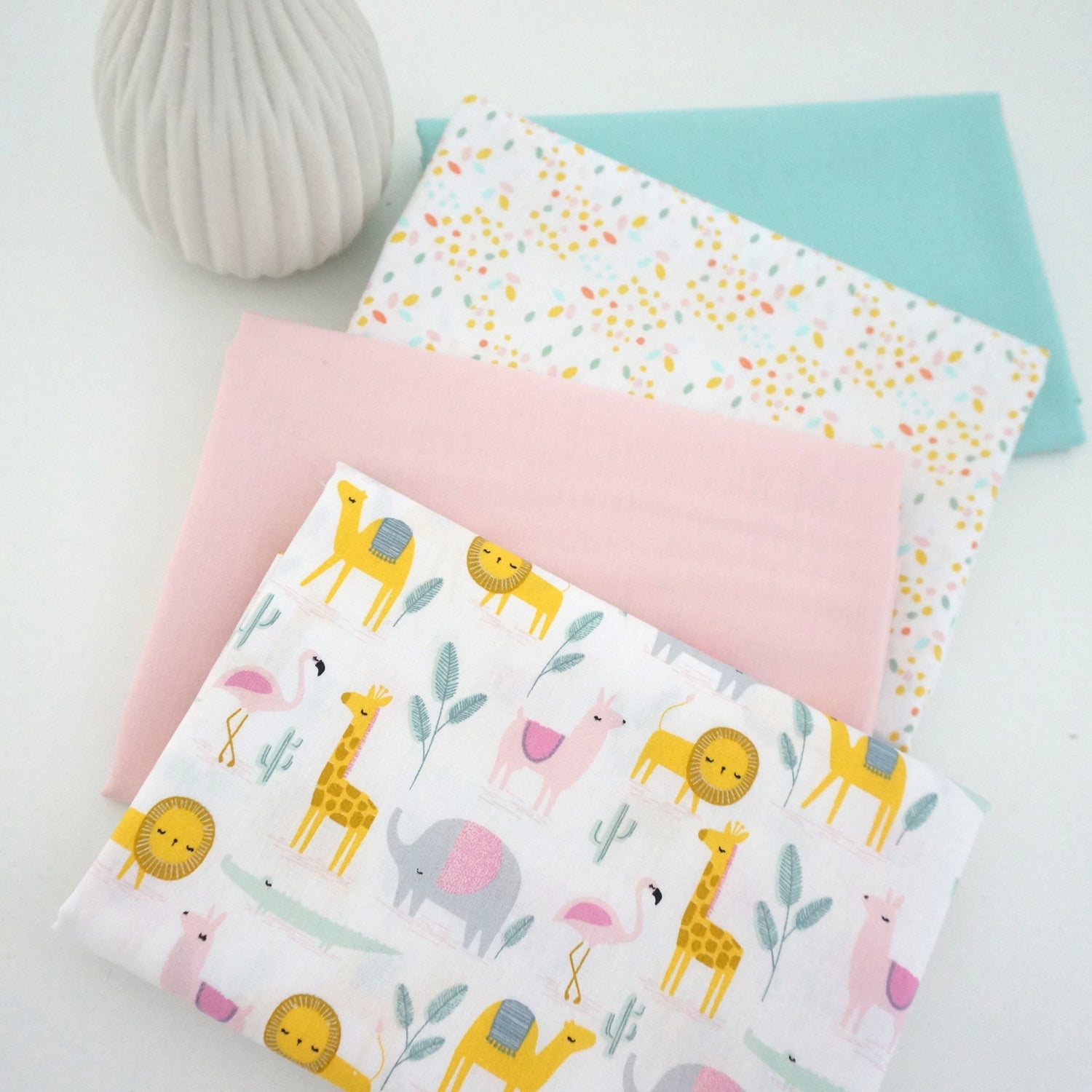Stoffpaket Baumwolle, Desert Family, Kombi, Uni Mint, Rosa, Patchwork