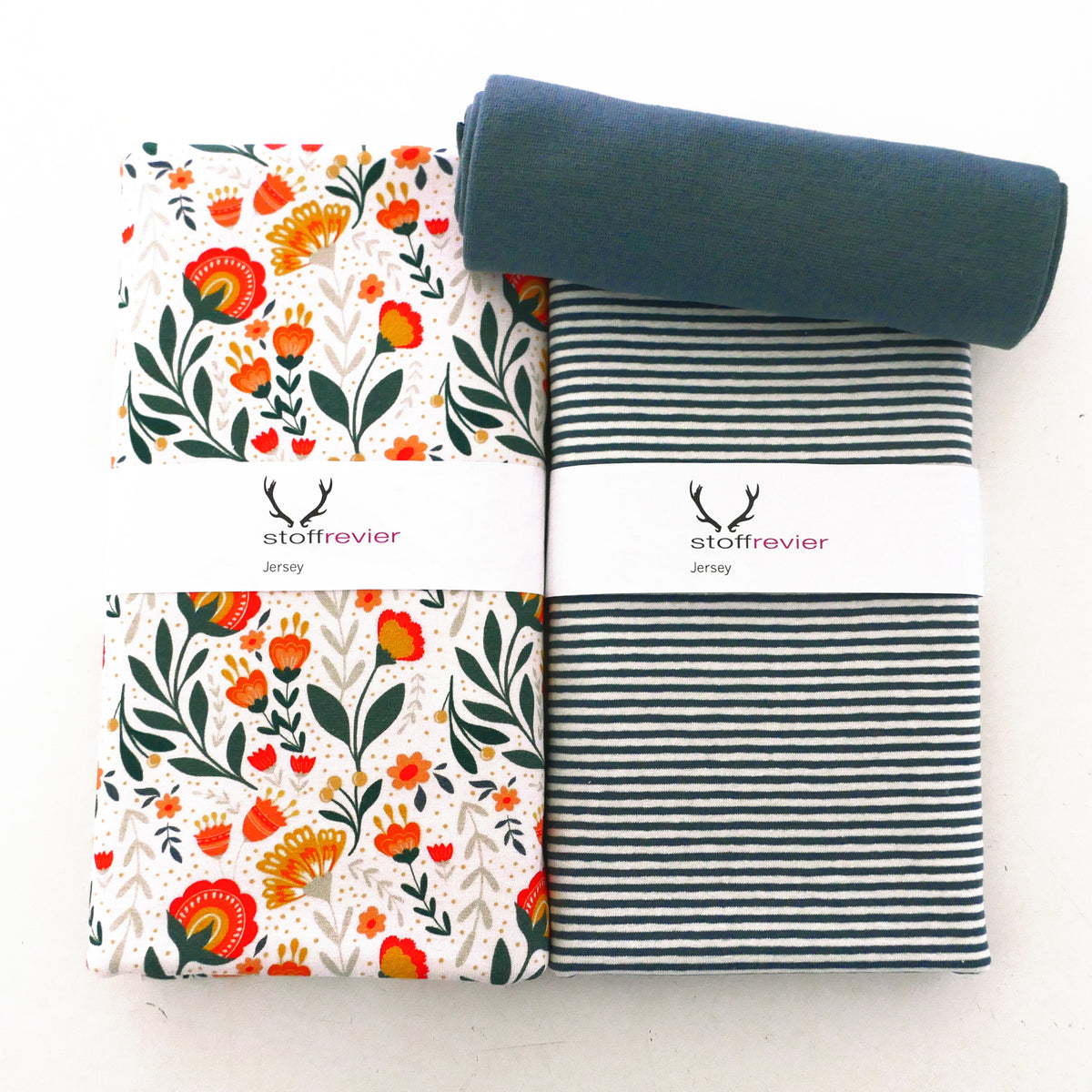 Stoffpaket French Terry Fields of Joy Blumen, swafing, Ringel, Bündchen