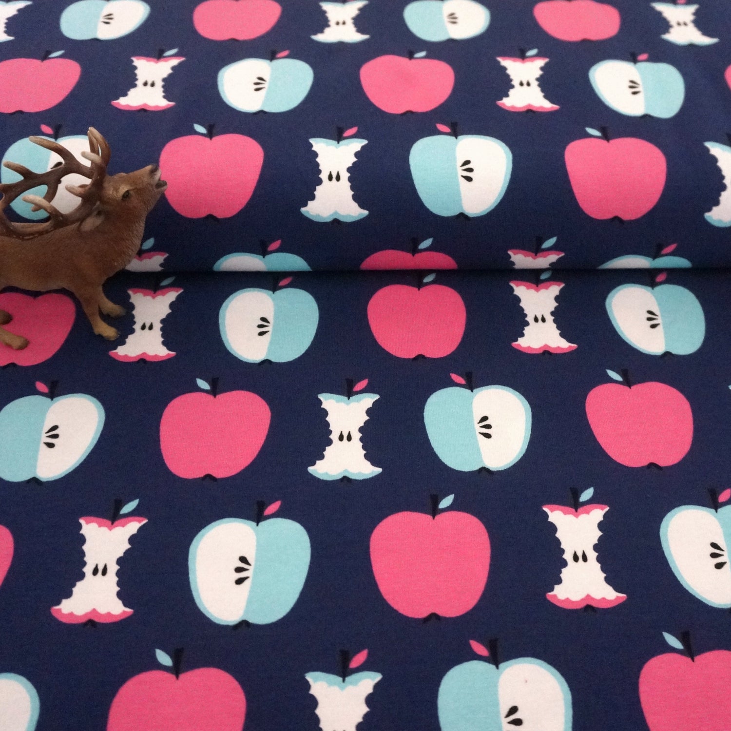 Jersey, große Äpfel, Blau, Rosa, Hellblau, Meterware