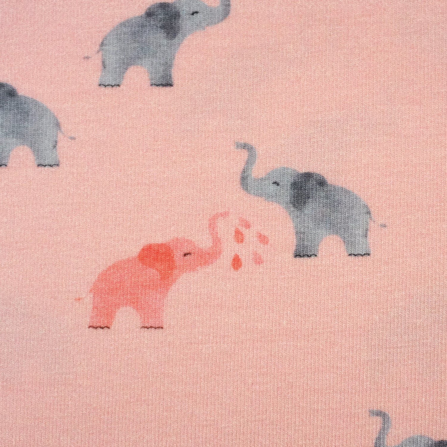 Jersey, kleine Elefanten, Rosa, Meterware