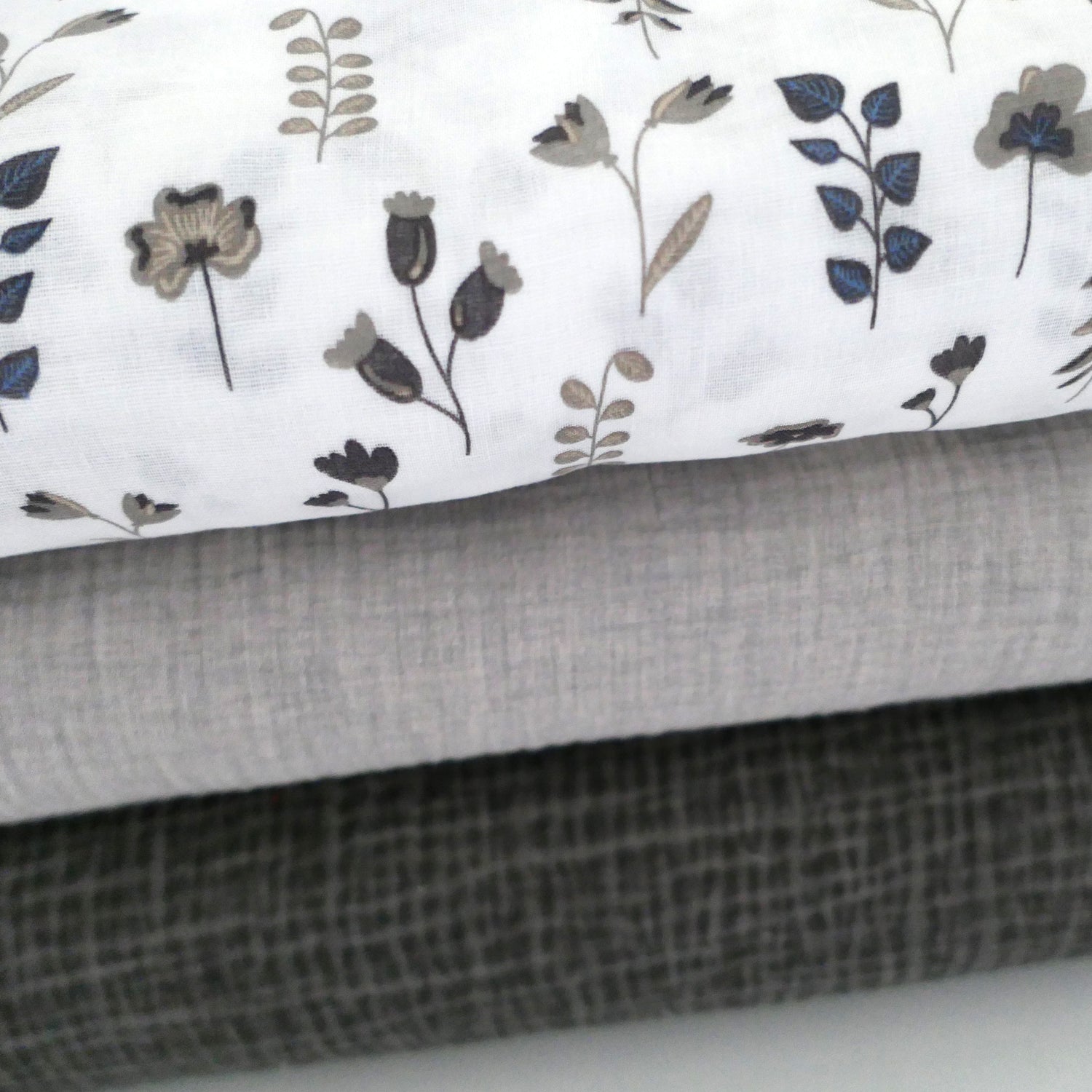 Stoffpaket Musselin, Blumen und Kräuter, Uni Taupe und Beige
