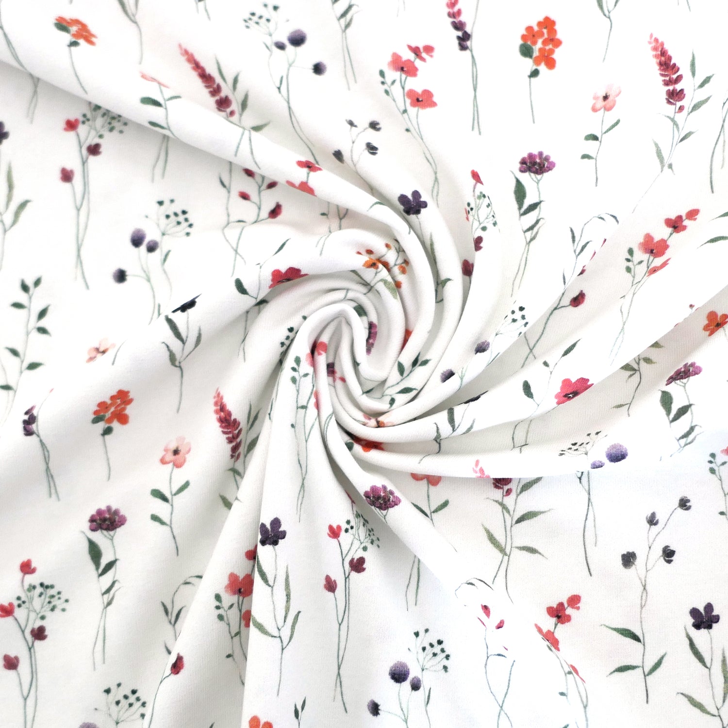 Jersey Kräuterwiese, Off-White, Bunt, Meterware
