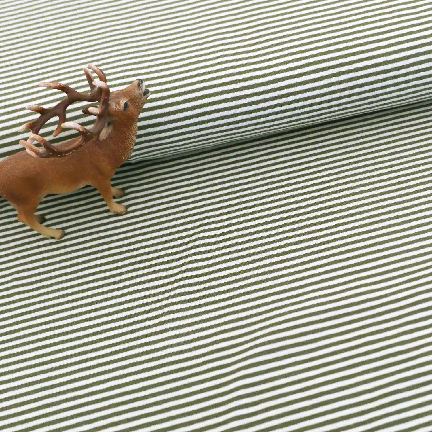 Ringeljersey 3mm, Streifen, Tannengrün/Weiß, Meterware