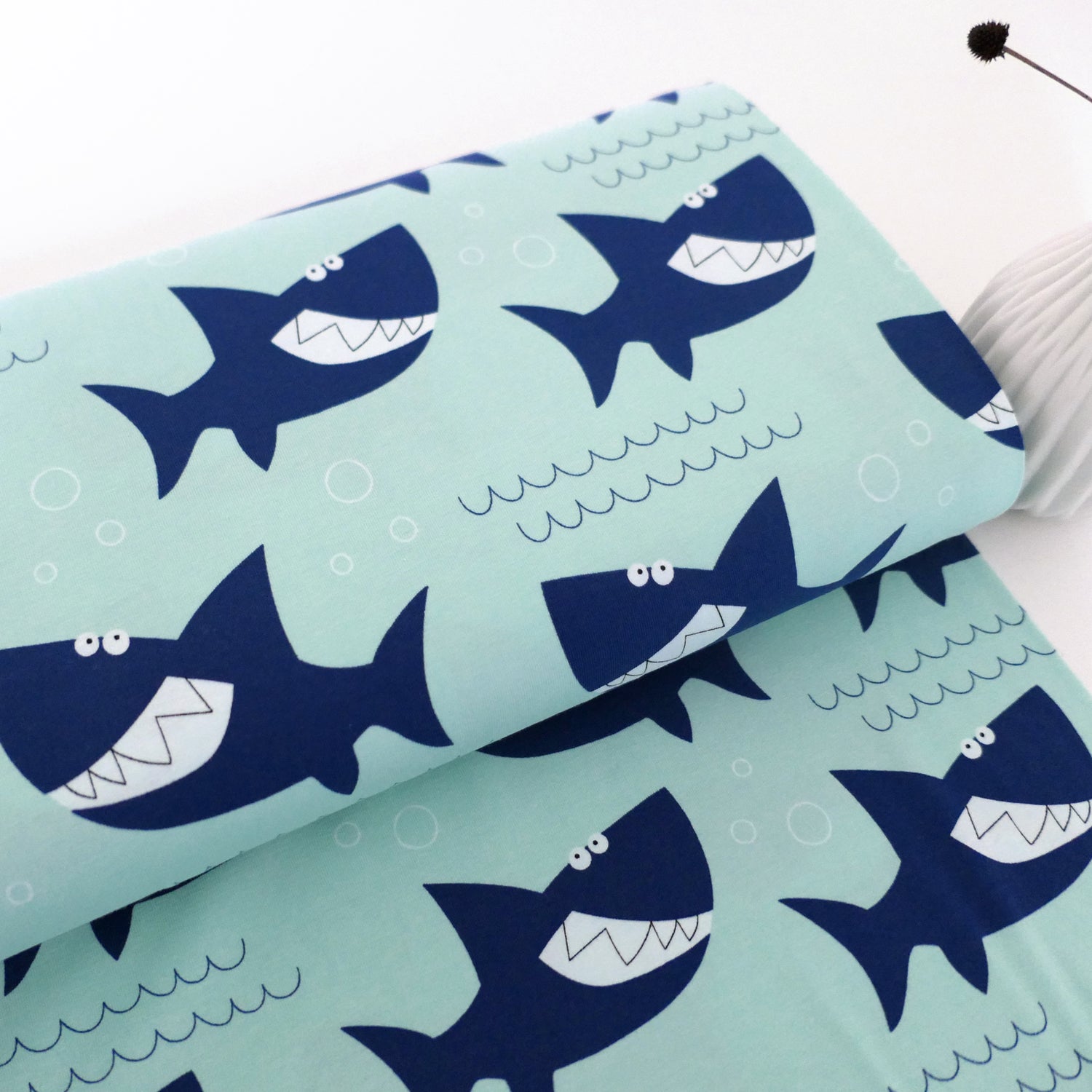 Jersey, Sharks, Haie, Aqua, Königsblau, Meterware