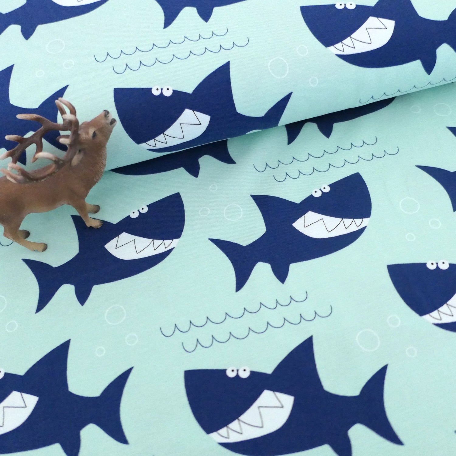 Jersey, Sharks, Haie, Aqua, Königsblau, Meterware