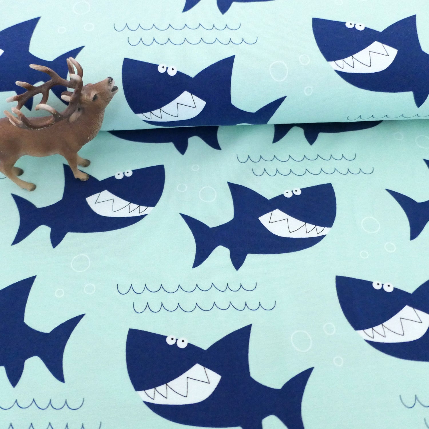 Jersey, Sharks, Haie, Aqua, Königsblau, Meterware