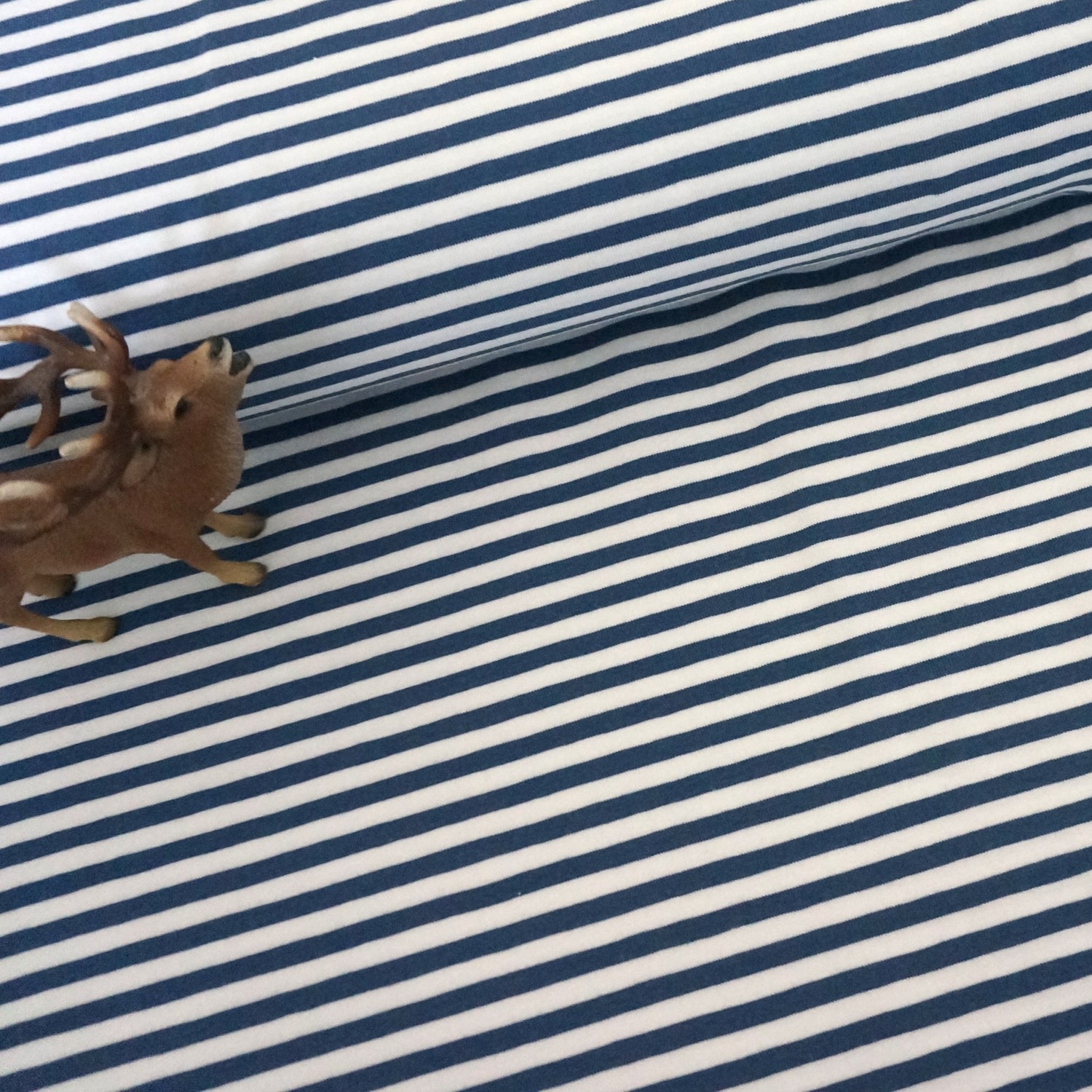 Ringeljersey 5 mm, Streifen, Blau/Weiß, Meterware