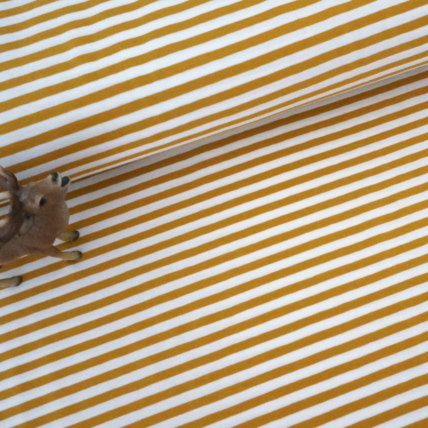 Ringeljersey 5 mm, Streifen, Senf/Weiß, Meterware