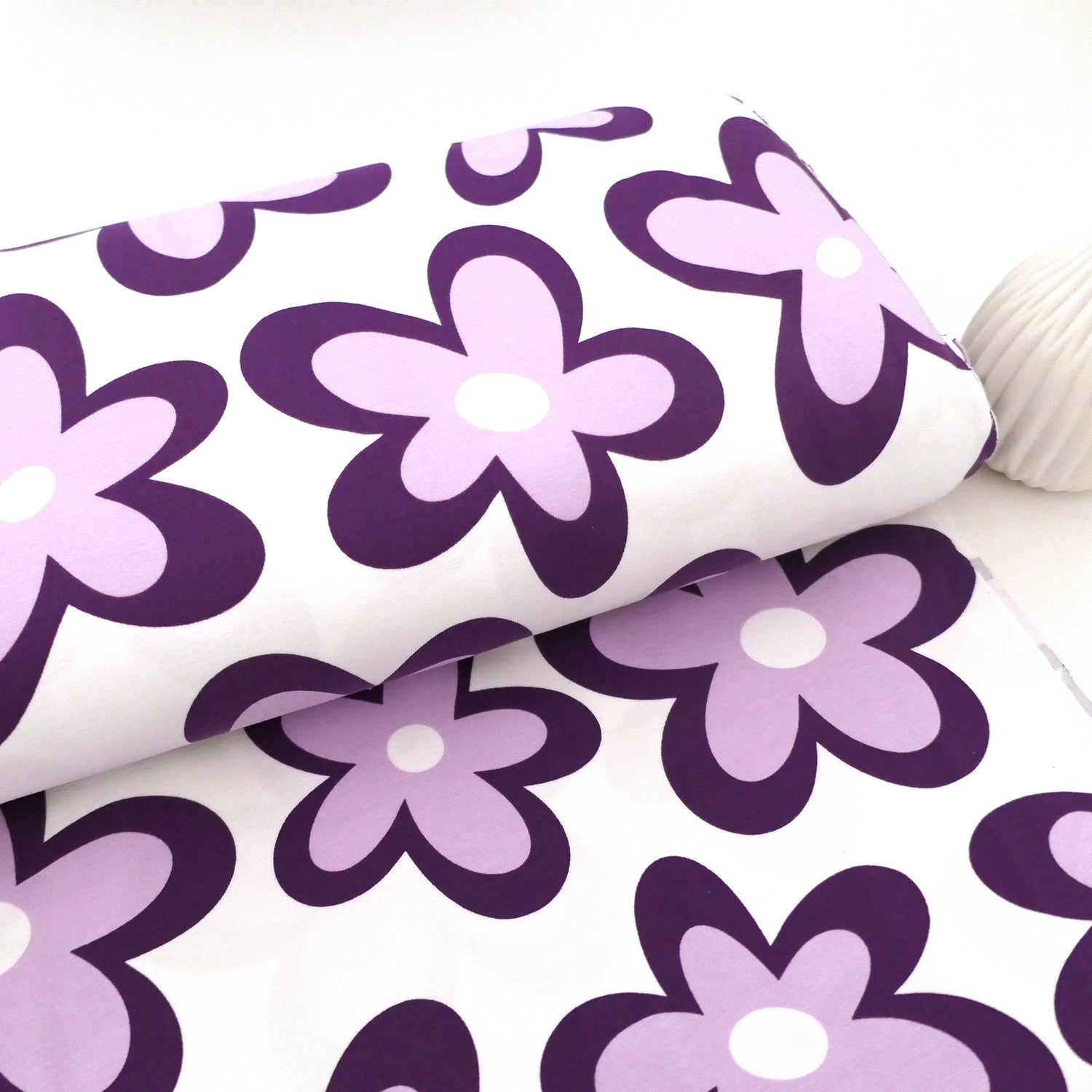 Jersey, große Blüten, Lila, Violett, Meterware
