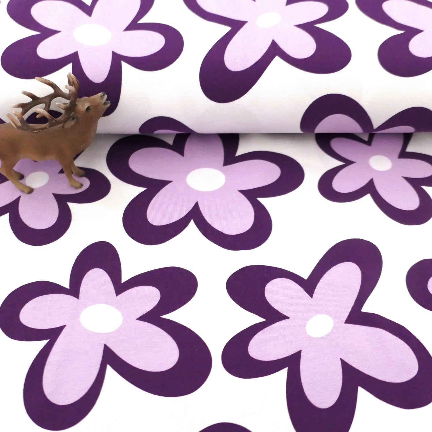 Jersey, große Blüten, Lila, Violett, Meterware