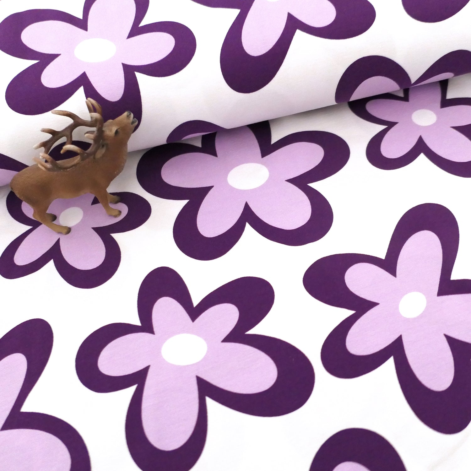 Jersey, große Blüten, Lila, Violett, Meterware