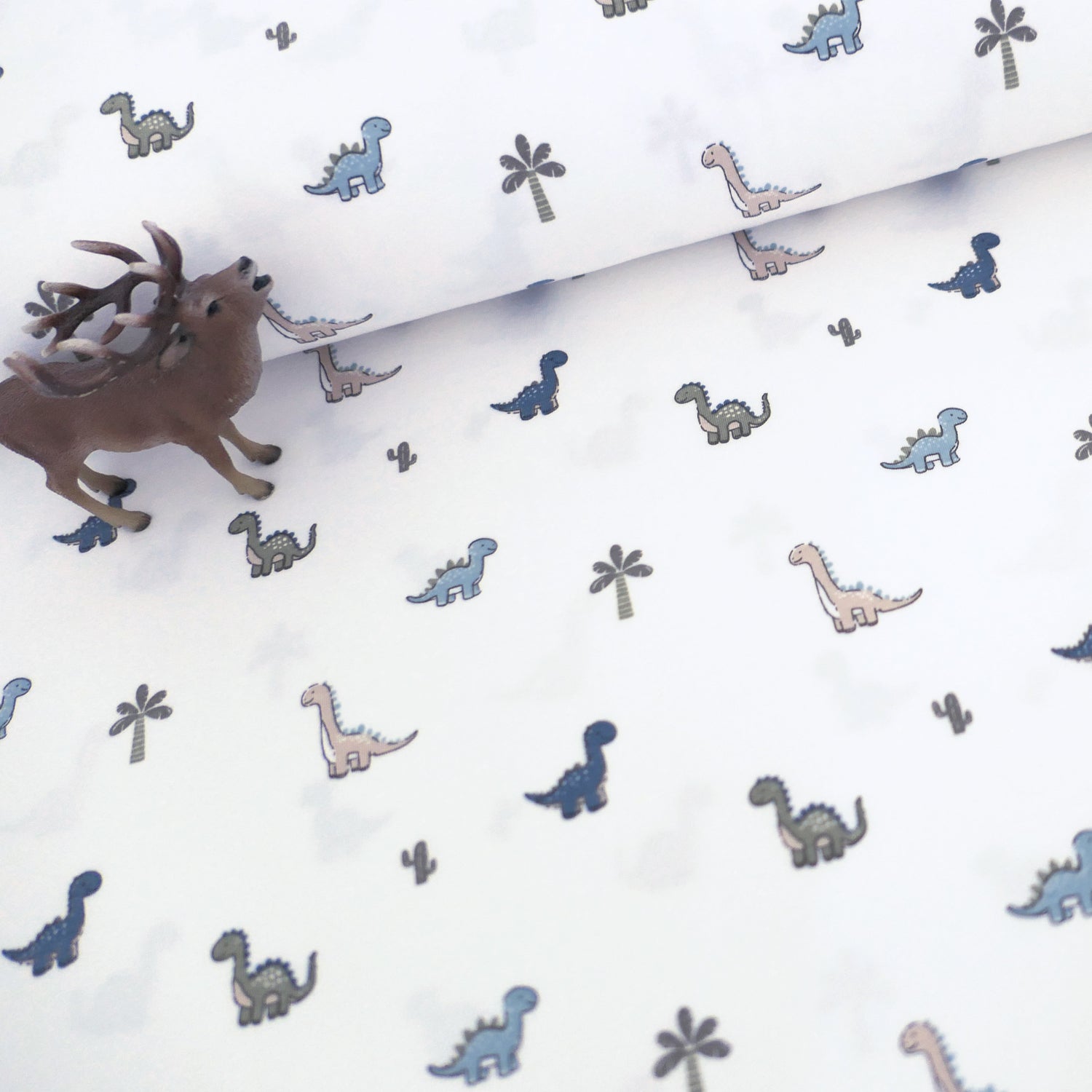 Jersey kleine Dinosaurier, Off-White, Bunt, Meterware