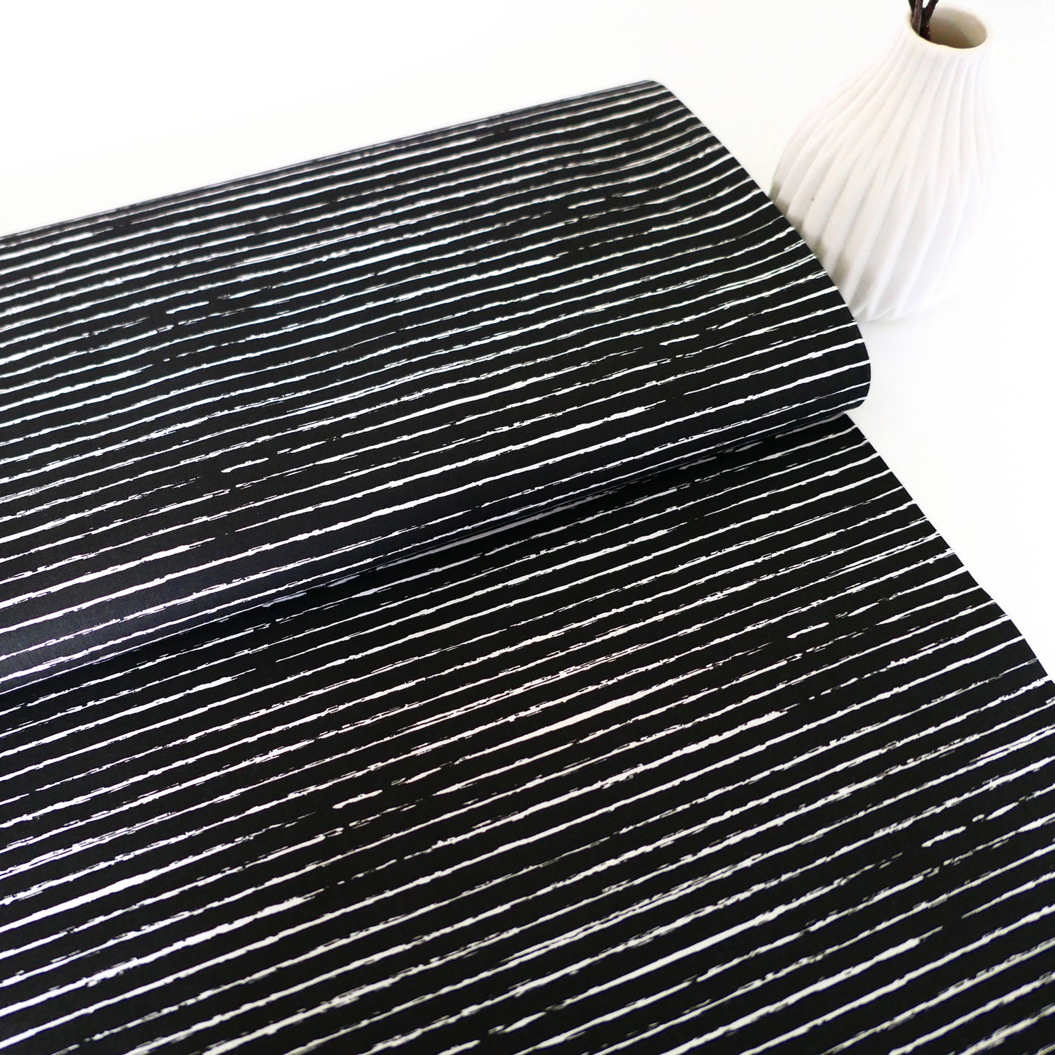 Baumwollstoff, Linien, Schwarz, Weiß, Meterware