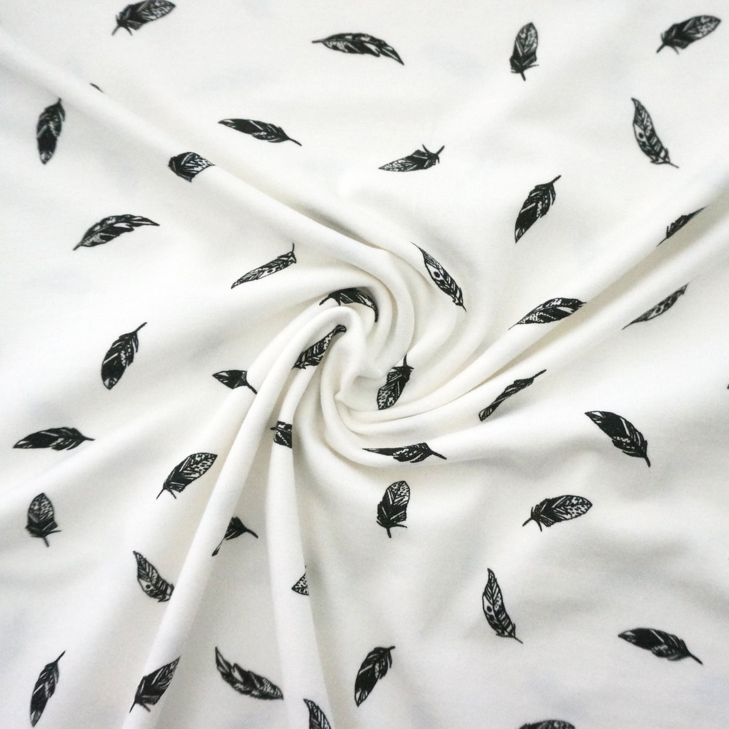 Jersey, Federn, Off-White, Meterware