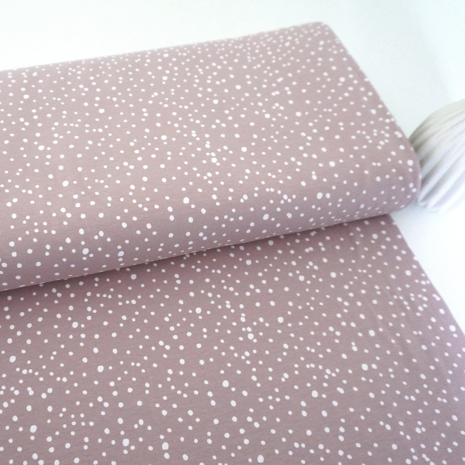 Jersey, Kleckse, Punkte, Softrose, Meterware