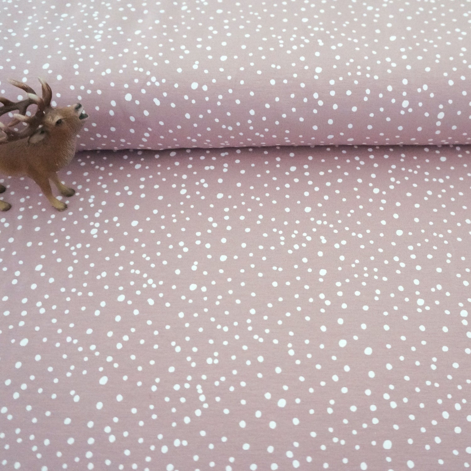 Jersey, Kleckse, Punkte, Softrose, Meterware
