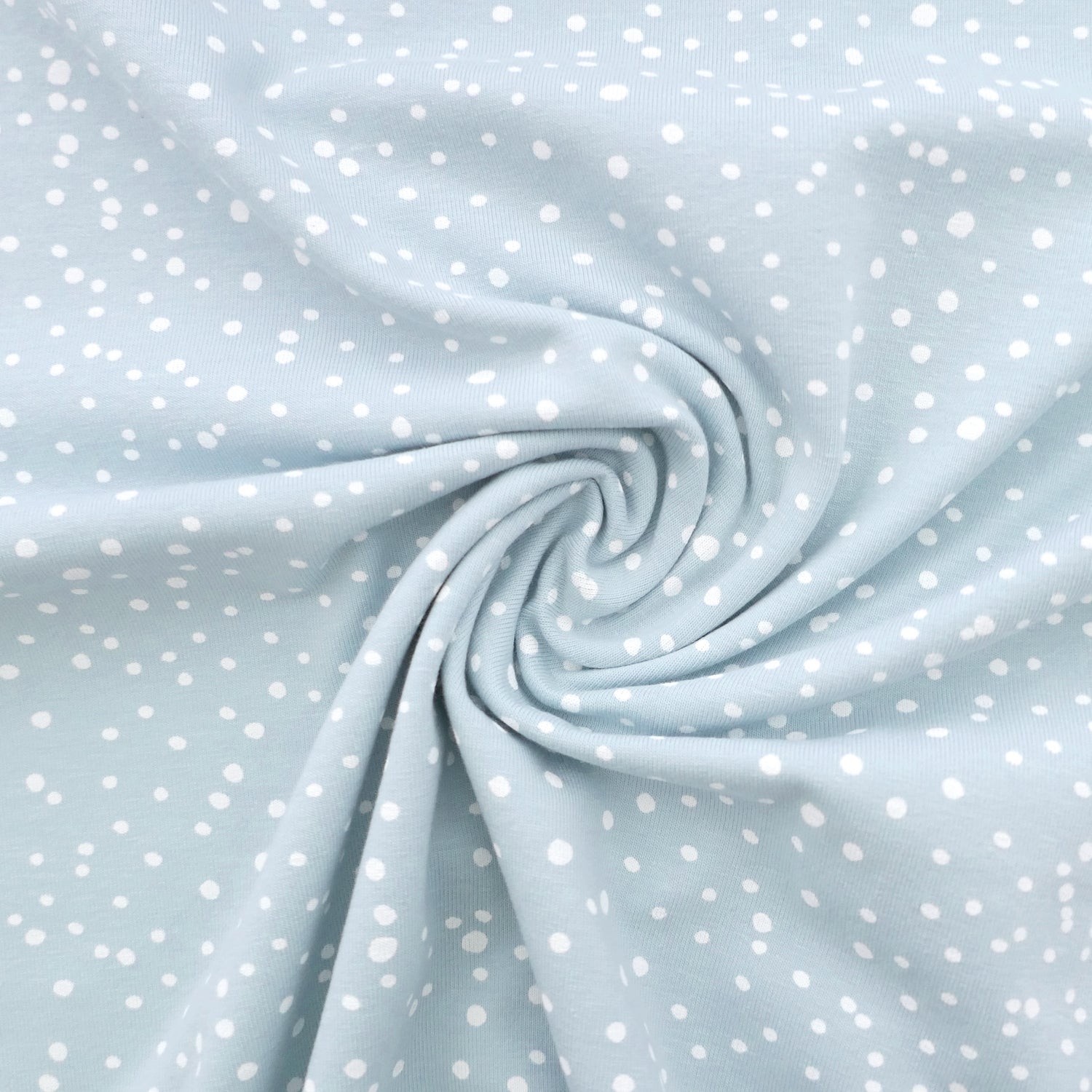 Jersey, Kleckse, Punkte, Zartblau, Meterware