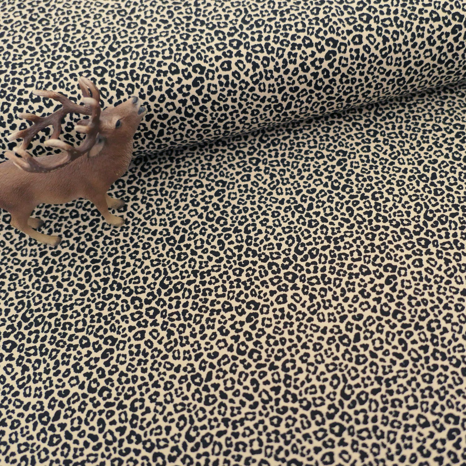 Jersey Leopard, Leo, Beige/Schwarz, Meterware