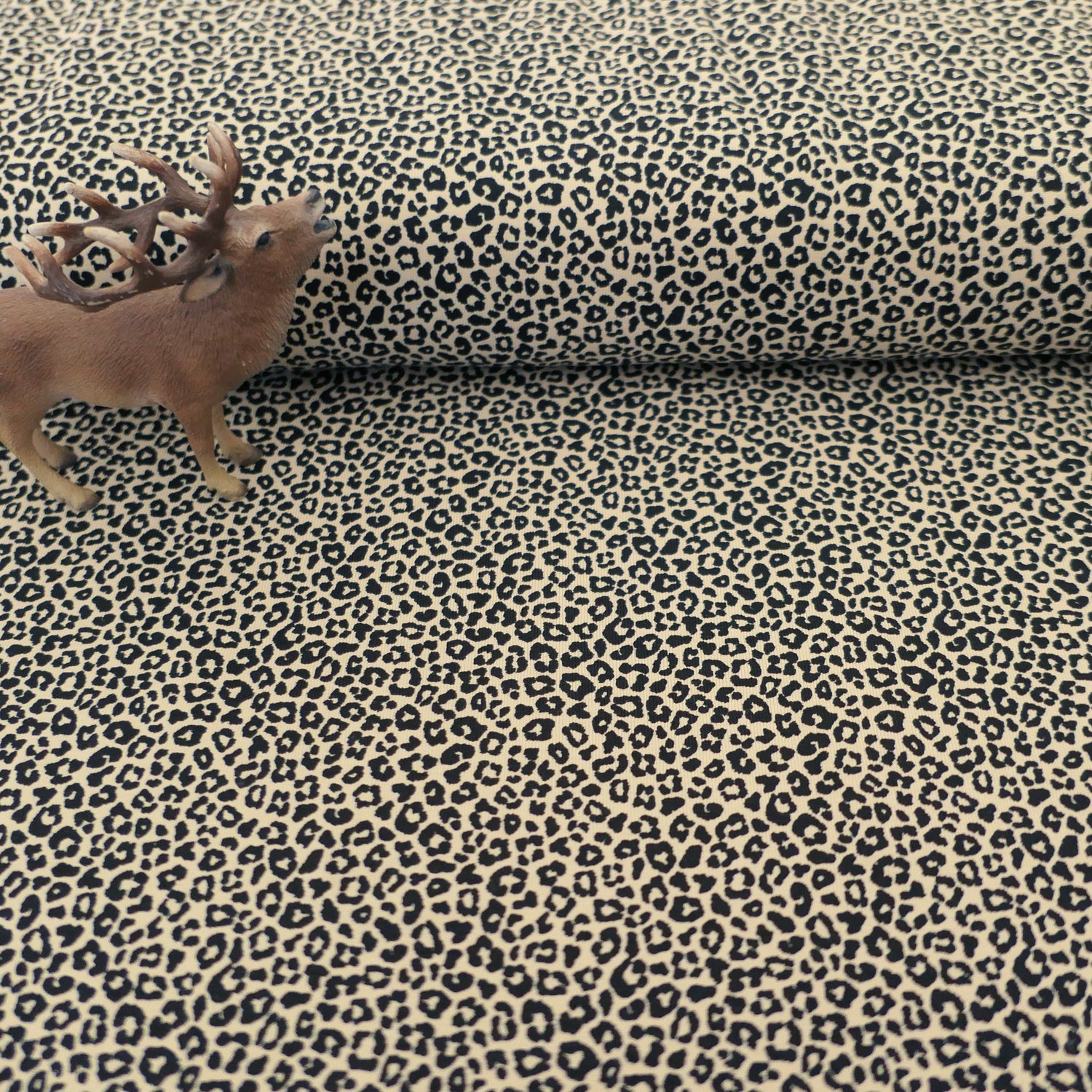 Jersey Leopard, Leo, Beige/Schwarz, Meterware