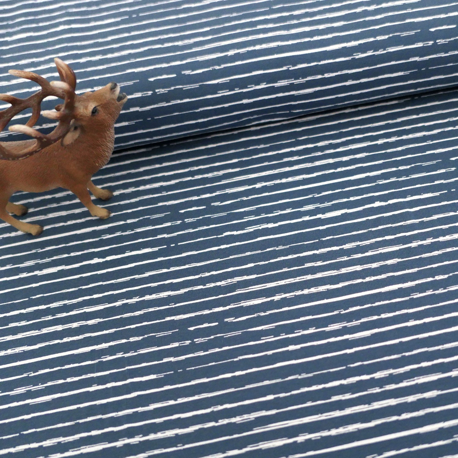 Jersey, Linien, Streifen, Blau/Weiß, Meterware