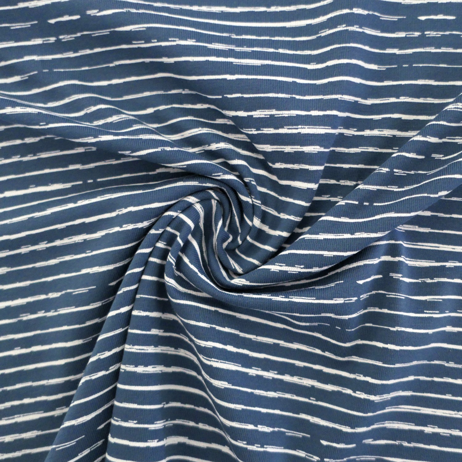 Jersey, Linien, Streifen, Blau/Weiß, Meterware