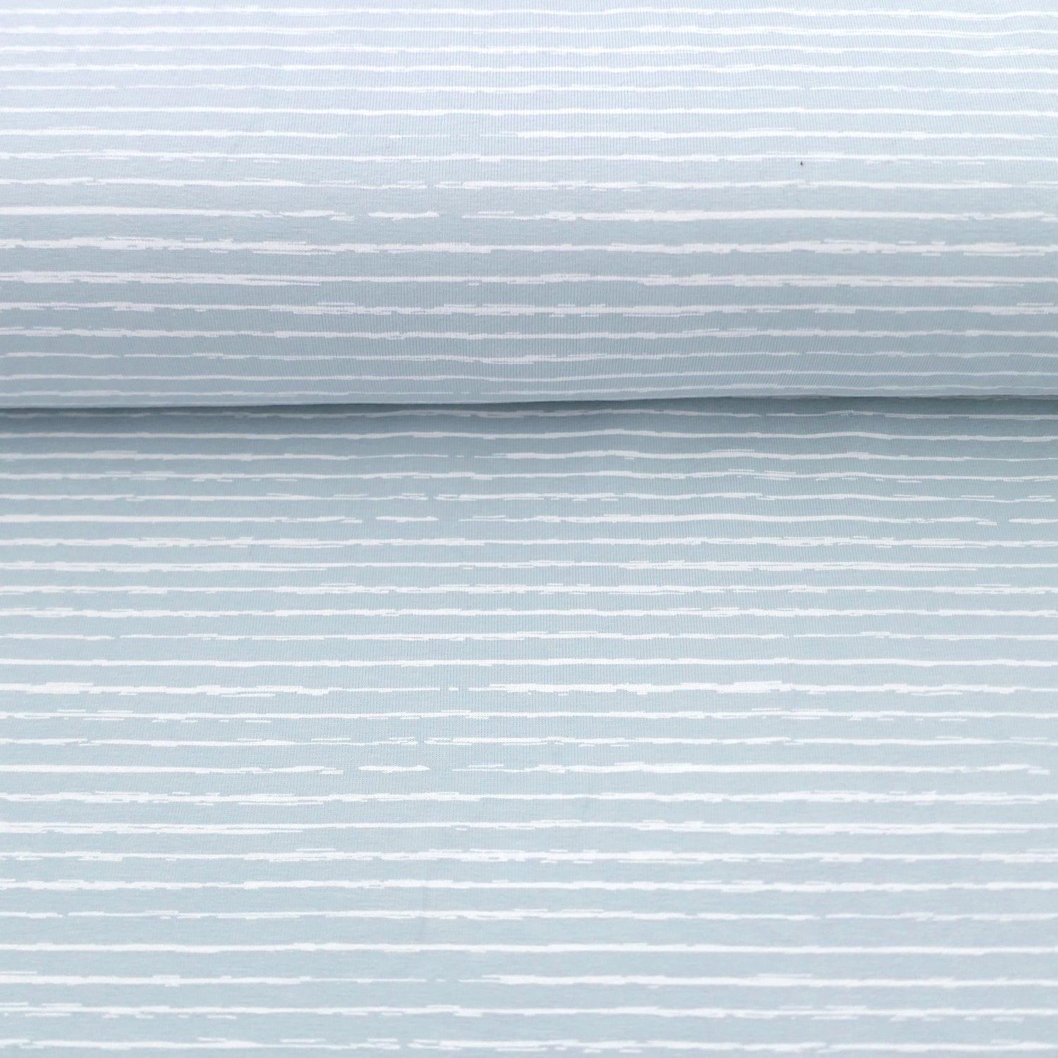 Jersey, Linien, Streifen, Zartblau/Weiß, Meterware