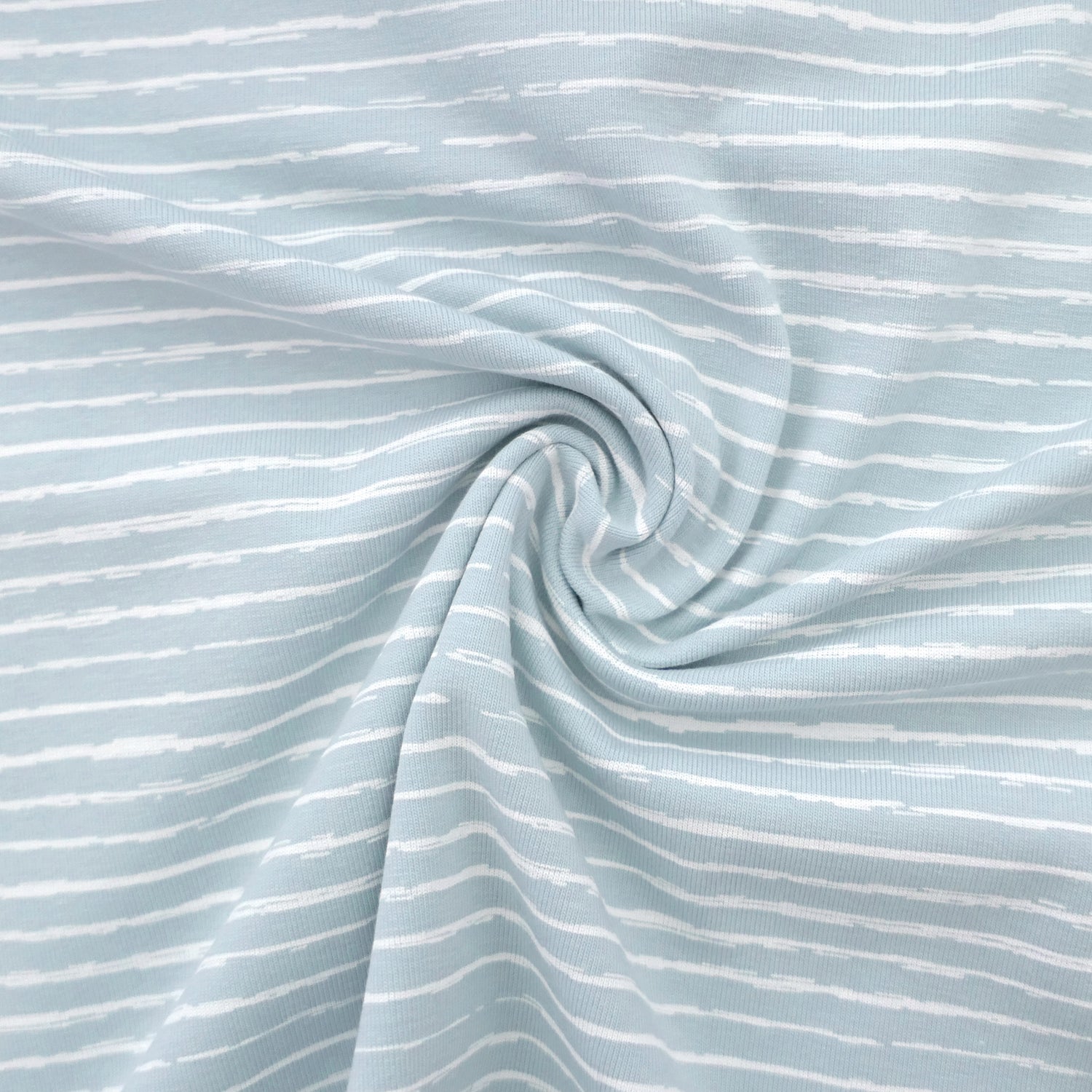 Jersey, Linien, Streifen, Zartblau/Weiß, Meterware