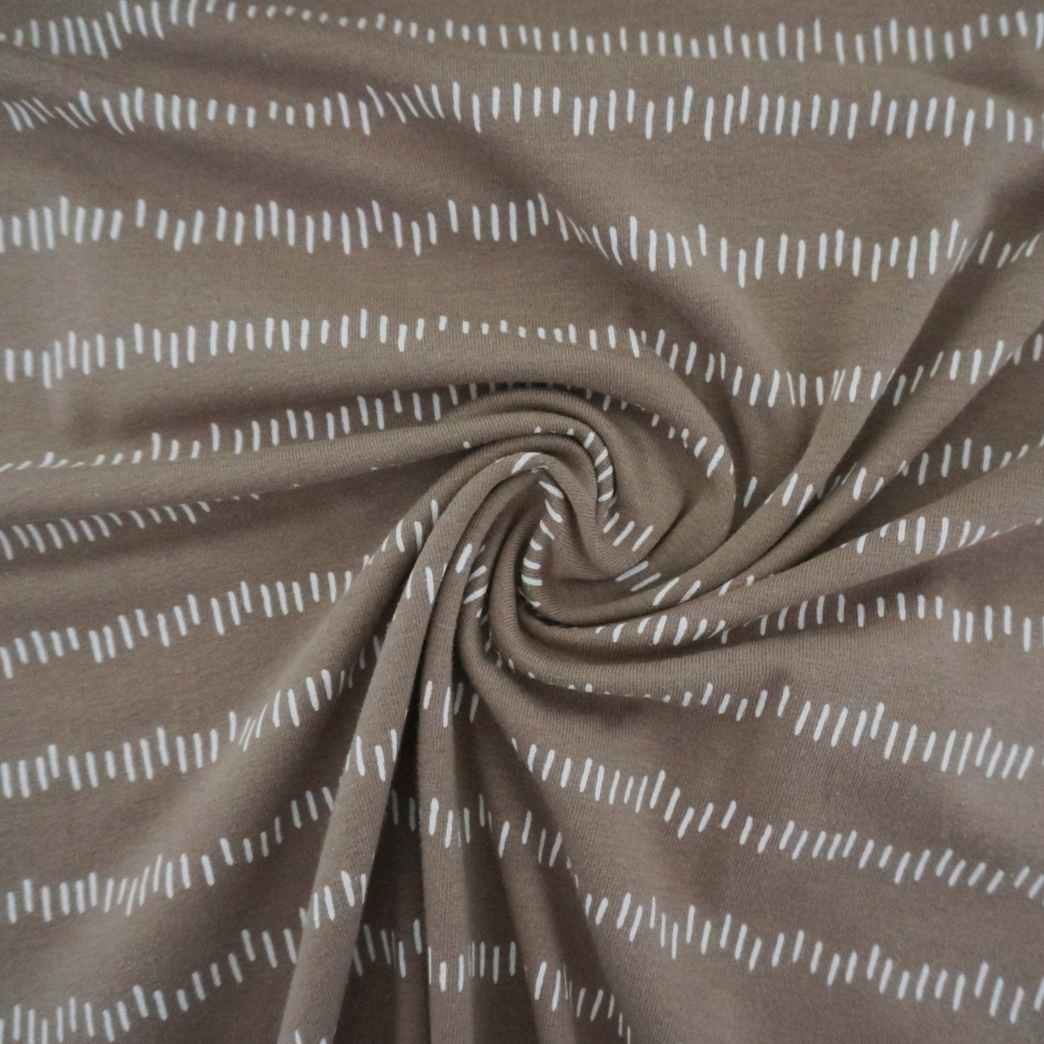 Jersey, unregelmäßige Striche, Taupe, Meterware
