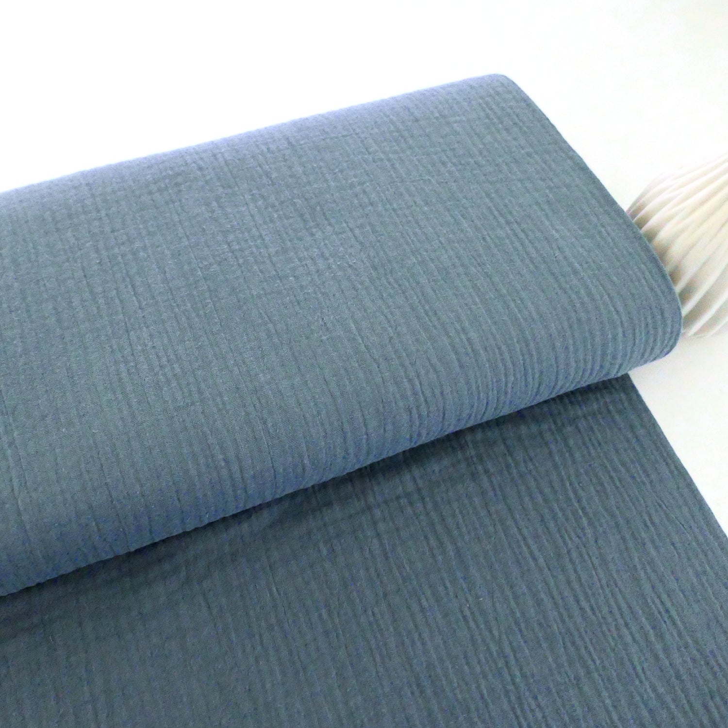 Musselin, Double Gauze, Uni, Rauchblau, Meterware