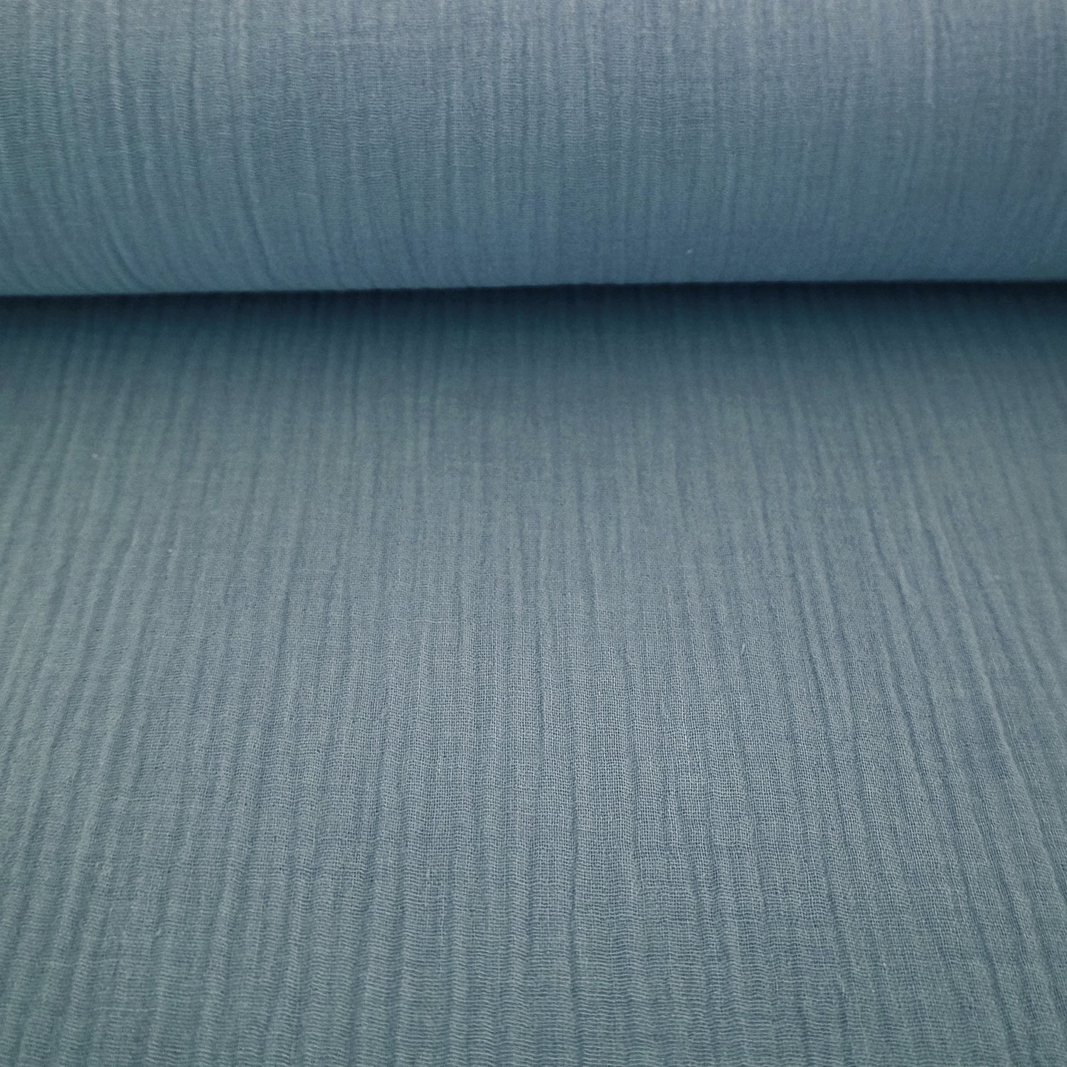 Musselin, Double Gauze, Uni, Rauchblau, Meterware