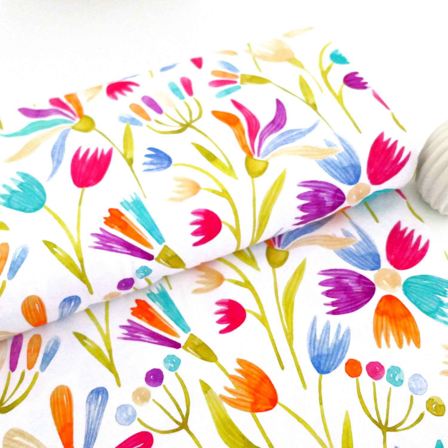 Jersey, Swafing, Flower Pop, Bunte Blumen, Weiß/Bunt, Meterware