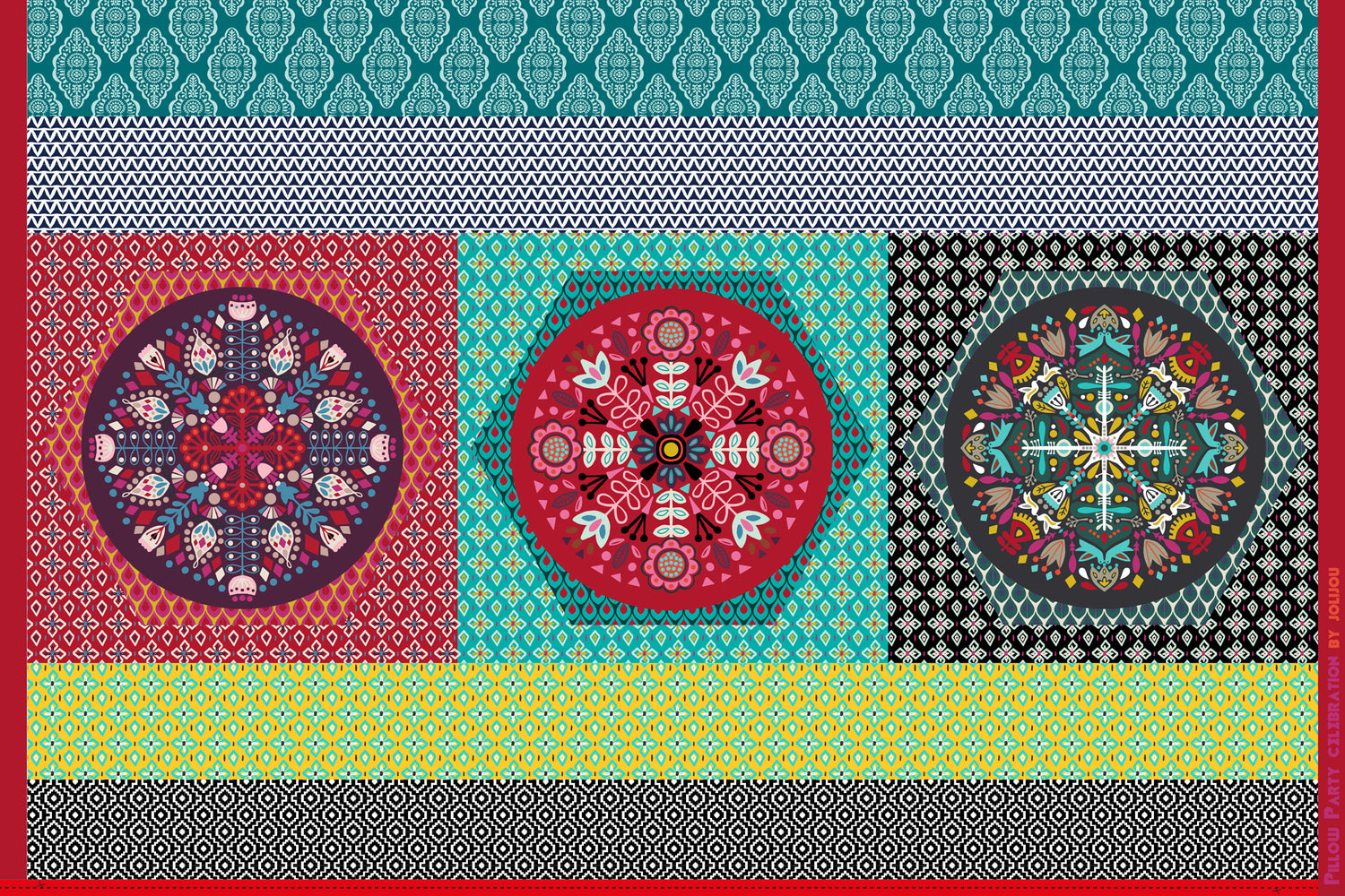 Baumwollstoff 'Pillow Party' Panel, Bunt, swafing