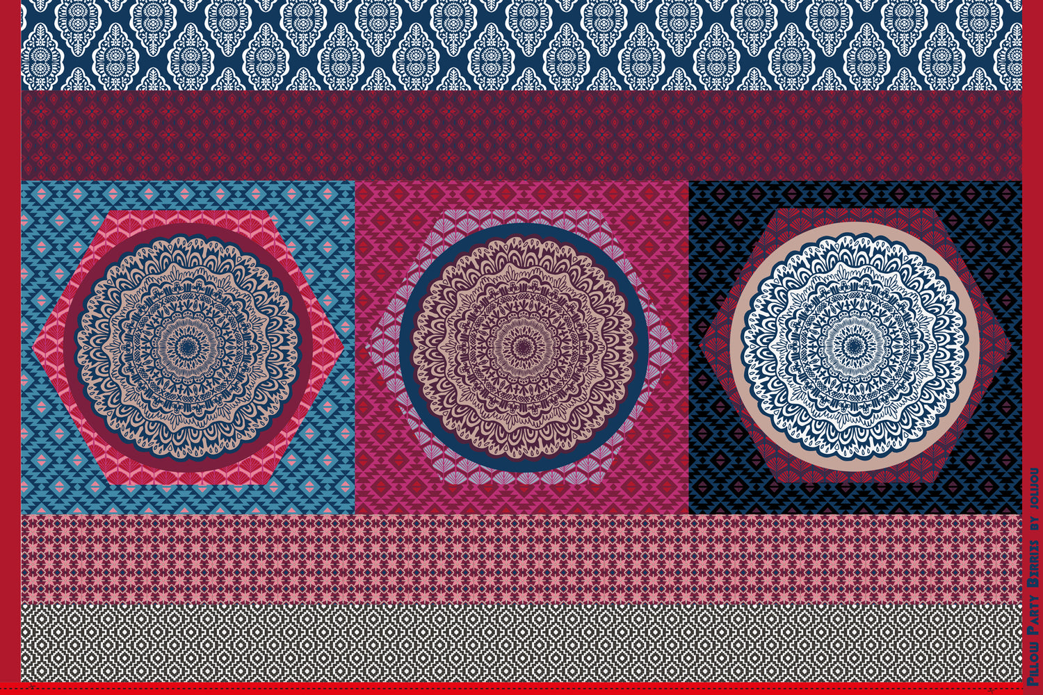 Baumwollstoff 'Pillow Party' Panel, Aubergine, swafing