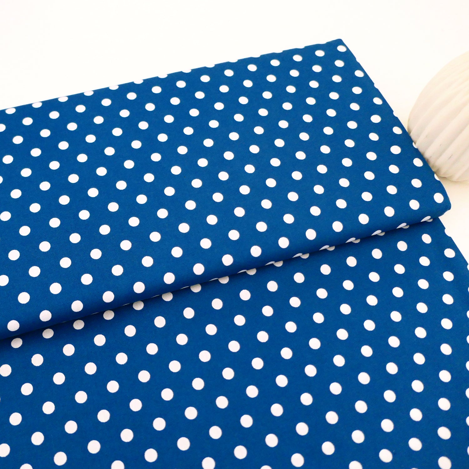 Baumwollstoff, Popeline Punkte, Blau, Meterware