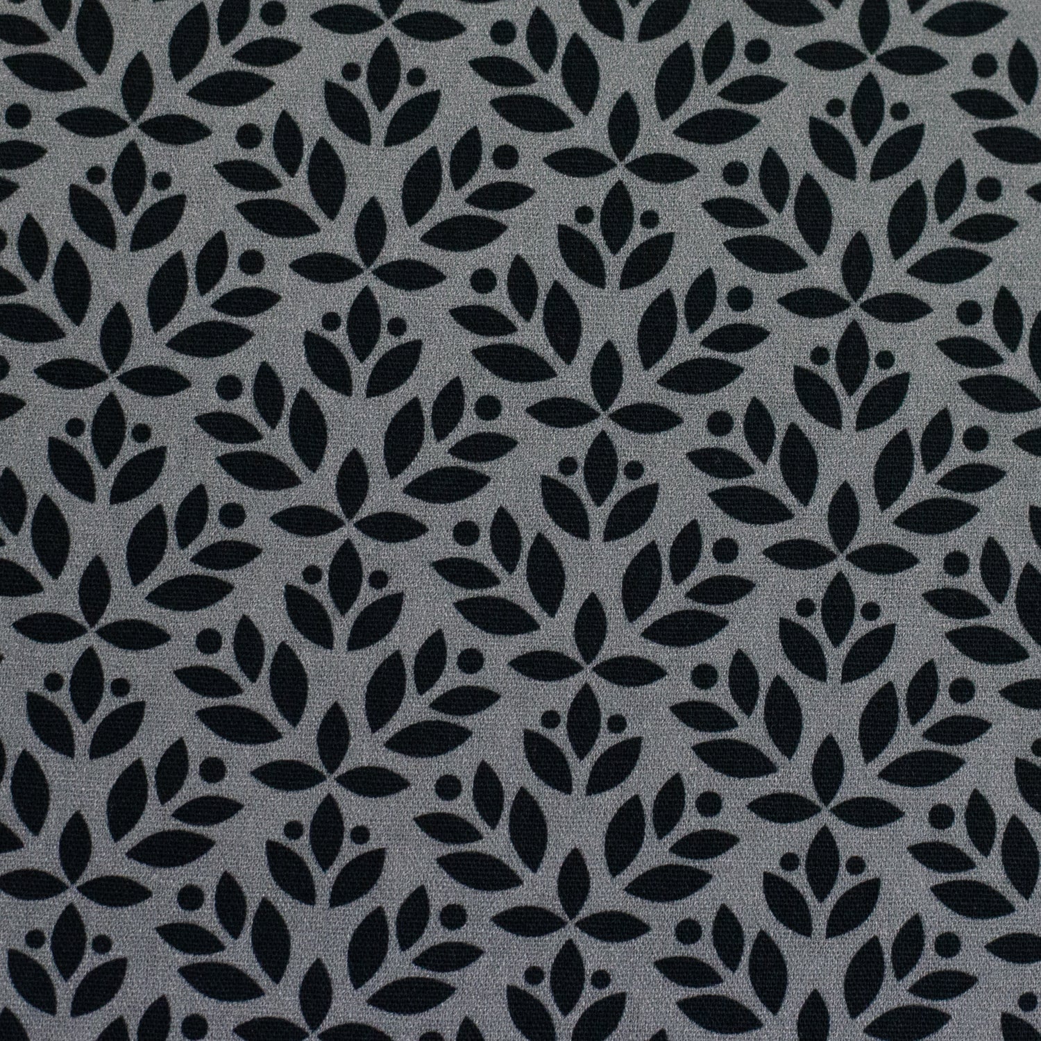 Baumwollstoff, Eleonora, swafing, geometrische Blätter, Grau, Schwarz, Meterware
