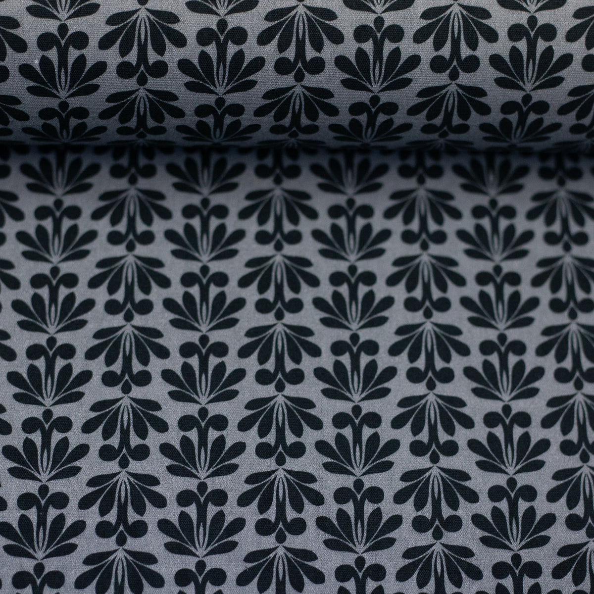 Baumwollstoff, Eleonora, swafing, Blüten, Grau, Schwarz, Meterware