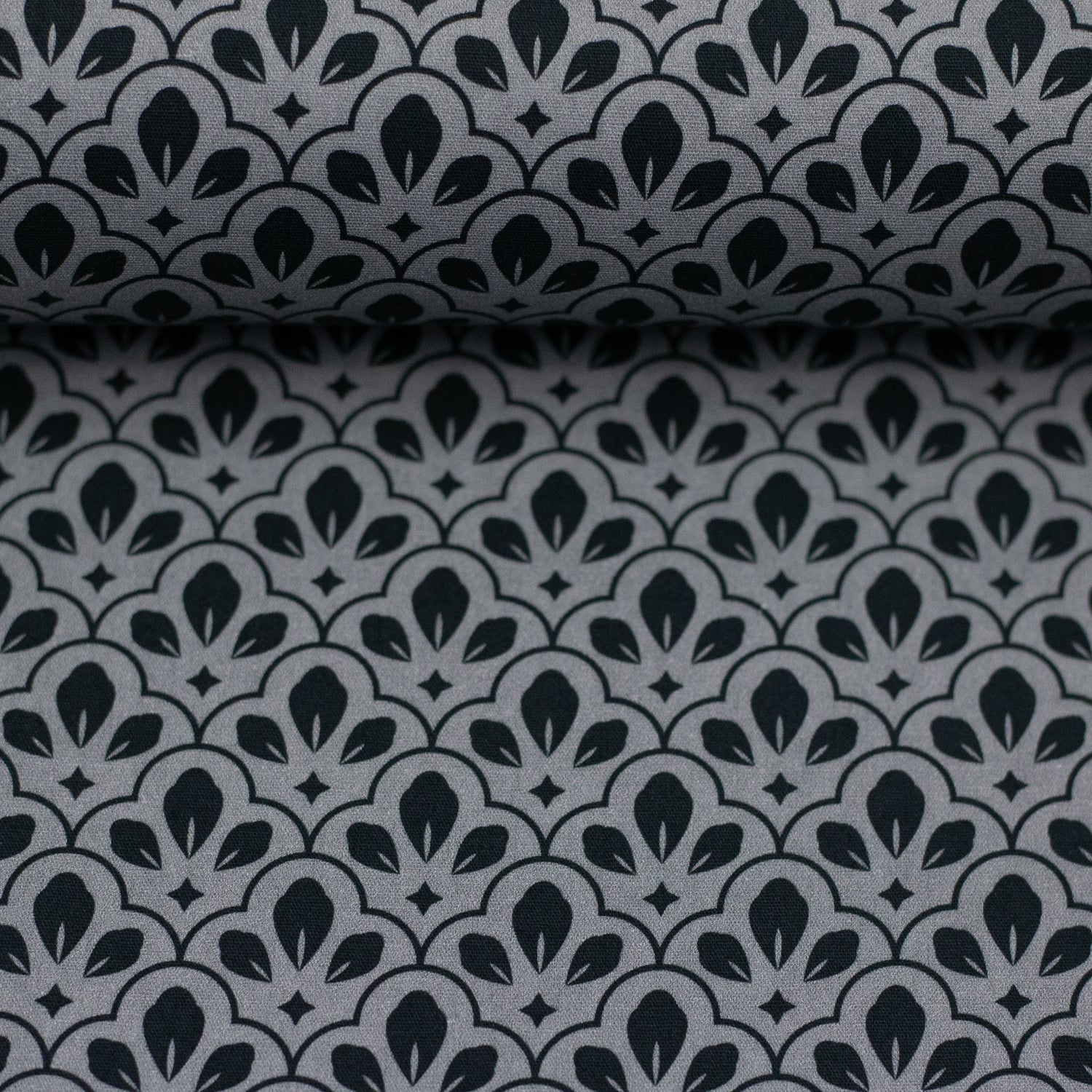 Baumwollstoff, Eleonora, swafing, Fächer, Grau, Schwarz, Meterware