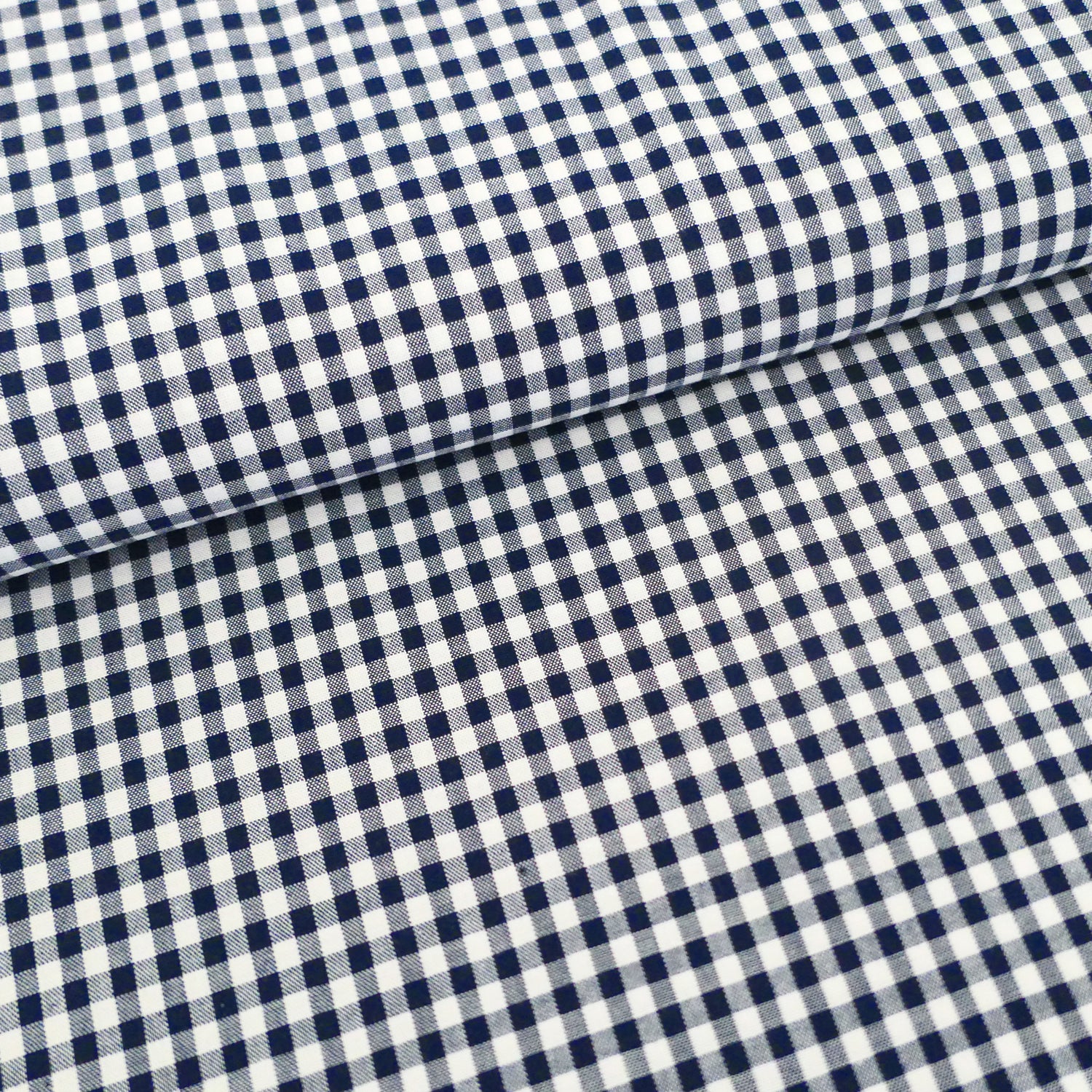 Baumwollstoff, Vichykaro 5 mm, Dunkelblau, Meterware